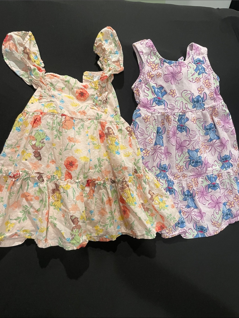 Disney Girls' Floral Tiered Dresses Set - Purple & Cream
